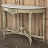 French Louis XVI Painted Demilune Console with Carrara Marble Top