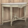 French Louis XVI Painted Demilune Console with Carrara Marble Top