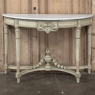 French Louis XVI Painted Demilune Console with Carrara Marble Top