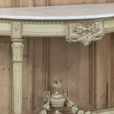 French Louis XVI Painted Demilune Console with Carrara Marble Top