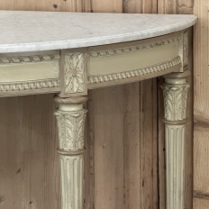 French Louis XVI Painted Demilune Console with Carrara Marble Top