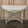French Louis XVI Painted Demilune Console with Carrara Marble Top