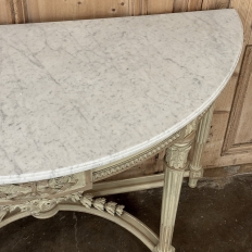 French Louis XVI Painted Demilune Console with Carrara Marble Top