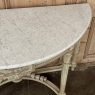 French Louis XVI Painted Demilune Console with Carrara Marble Top