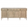 Antique French Directoire Stripped Buffet with Carrara Marble Top