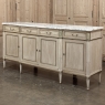 Antique French Directoire Stripped Buffet with Carrara Marble Top