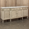 Antique French Directoire Stripped Buffet with Carrara Marble Top