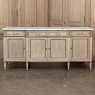 Antique French Directoire Stripped Buffet with Carrara Marble Top