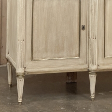 Antique French Directoire Stripped Buffet with Carrara Marble Top