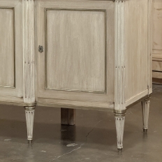 Antique French Directoire Stripped Buffet with Carrara Marble Top