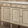 Antique French Directoire Stripped Buffet with Carrara Marble Top