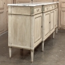 Antique French Directoire Stripped Buffet with Carrara Marble Top