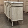 Antique French Directoire Stripped Buffet with Carrara Marble Top