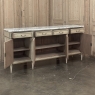 Antique French Directoire Stripped Buffet with Carrara Marble Top