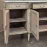 Antique French Directoire Stripped Buffet with Carrara Marble Top