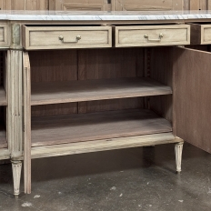 Antique French Directoire Stripped Buffet with Carrara Marble Top