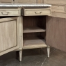 Antique French Directoire Stripped Buffet with Carrara Marble Top