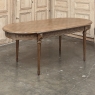 Antique French Louis XVI Oak Parquet Dining Table with Pop-Up Leaf