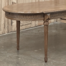 Antique French Louis XVI Oak Parquet Dining Table with Pop-Up Leaf