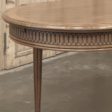 Antique French Louis XVI Oak Parquet Dining Table with Pop-Up Leaf