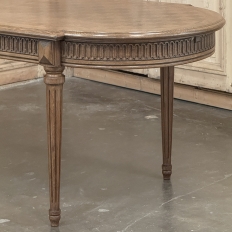 Antique French Louis XVI Oak Parquet Dining Table with Pop-Up Leaf