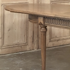 Antique French Louis XVI Oak Parquet Dining Table with Pop-Up Leaf