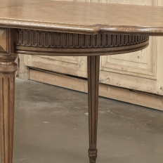 Antique French Louis XVI Oak Parquet Dining Table with Pop-Up Leaf