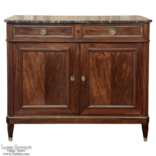 19th Century French Charles X Mahogany Marble Top Buffet