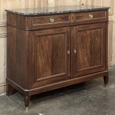 19th Century French Charles X Mahogany Marble Top Buffet