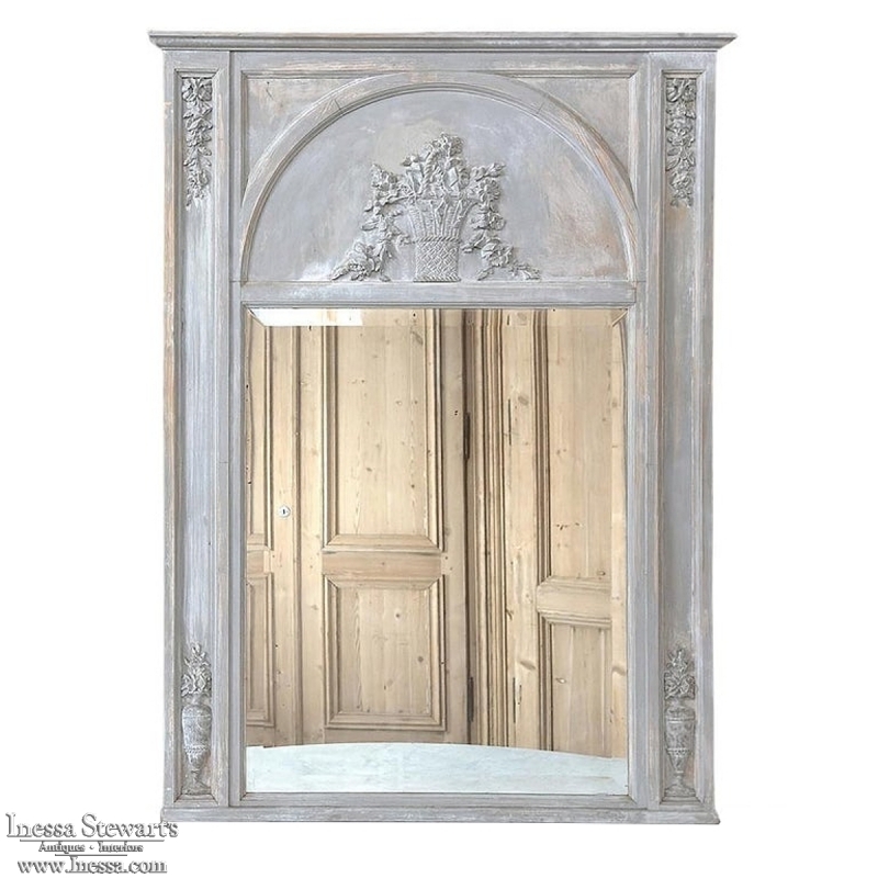 Antique French Louis XVI Painted Trumeau Mirror