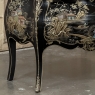 Antique French Chinoiserie Black Lacquer Bombe Commode