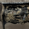 Antique French Chinoiserie Black Lacquer Bombe Commode