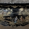 Antique French Chinoiserie Black Lacquer Bombe Commode