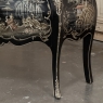 Antique French Chinoiserie Black Lacquer Bombe Commode