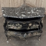 Antique French Chinoiserie Black Lacquer Bombe Commode