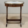 Antique French Neoclassical Oval End Table with Carrara Marble
