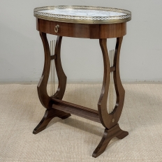 Antique French Neoclassical Oval End Table with Carrara Marble