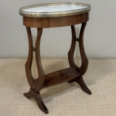 Antique French Neoclassical Oval End Table with Carrara Marble