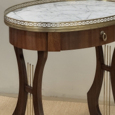 Antique French Neoclassical Oval End Table with Carrara Marble