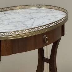 Antique French Neoclassical Oval End Table with Carrara Marble