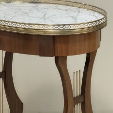 Antique French Neoclassical Oval End Table with Carrara Marble