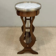 Antique French Neoclassical Oval End Table with Carrara Marble