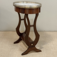 Antique French Neoclassical Oval End Table with Carrara Marble