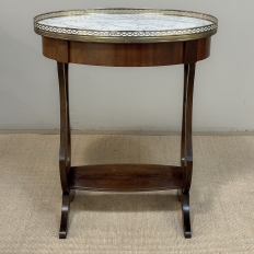 Antique French Neoclassical Oval End Table with Carrara Marble