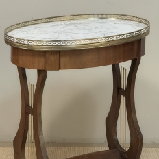 Antique French Neoclassical Oval End Table with Carrara Marble