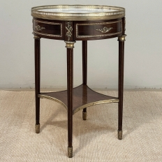 19th Century French Louis XVI Mahogany Marble Top Gueridon ~ Round End Table