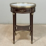 19th Century French Louis XVI Mahogany Marble Top Gueridon ~ Round End Table