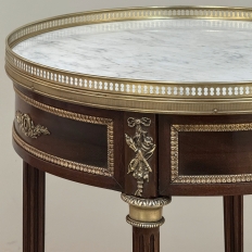 19th Century French Louis XVI Mahogany Marble Top Gueridon ~ Round End Table