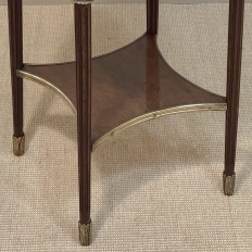 19th Century French Louis XVI Mahogany Marble Top Gueridon ~ Round End Table
