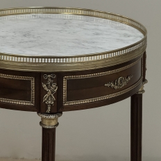 19th Century French Louis XVI Mahogany Marble Top Gueridon ~ Round End Table